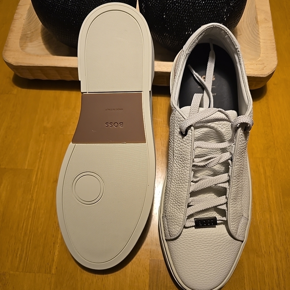 Hugo Boss White Textured Men's Sneakers